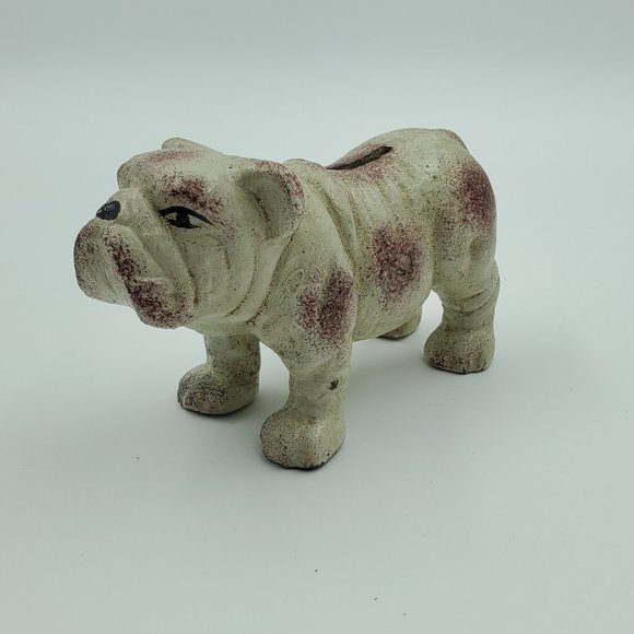 Small Cast Iron Bulldog Bank Dog Puppy Figure Metal Figurine - Picture 4 of 9